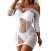 Vestido Malla Perlado Blanco